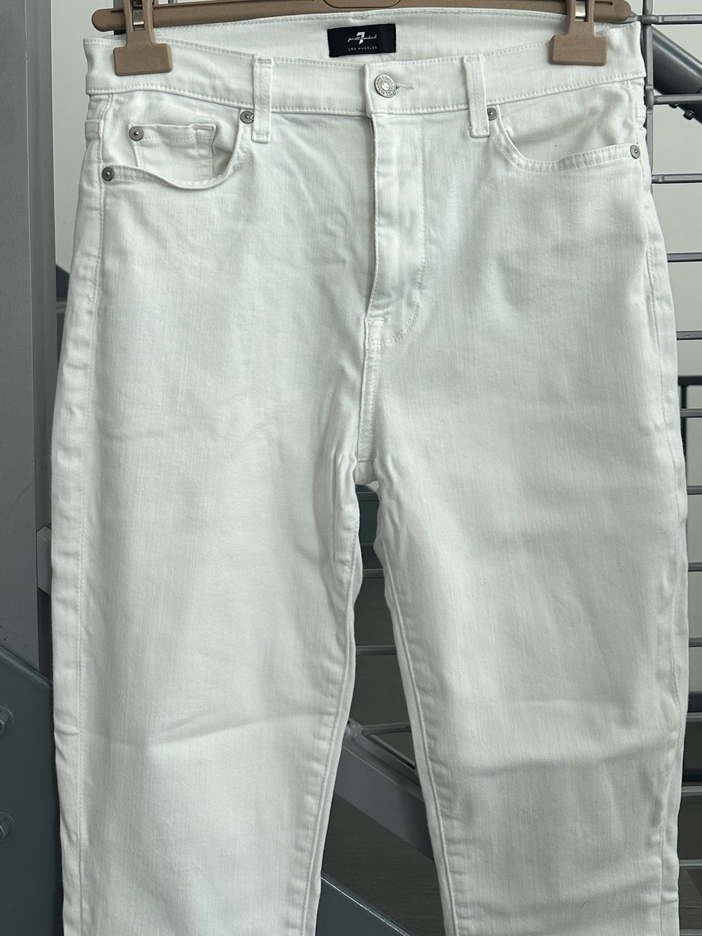 7 For All Mankind Women’s White High Rise Ankle Skinny Jeans Size 30